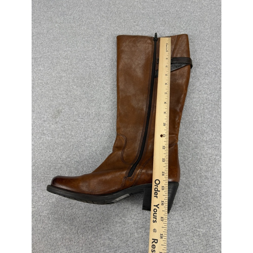 Clarks Maymie Stellar Cognac Leather Tall Riding Boots Block Heel Womens 8M - Picture 8 of 16